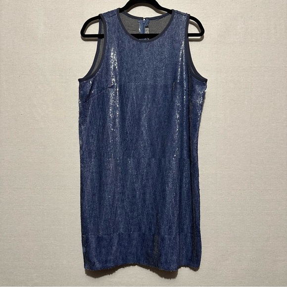 RTR Carmen Marc Valvo Denim Sequin Shift - size 2 - Picture 3 of 5